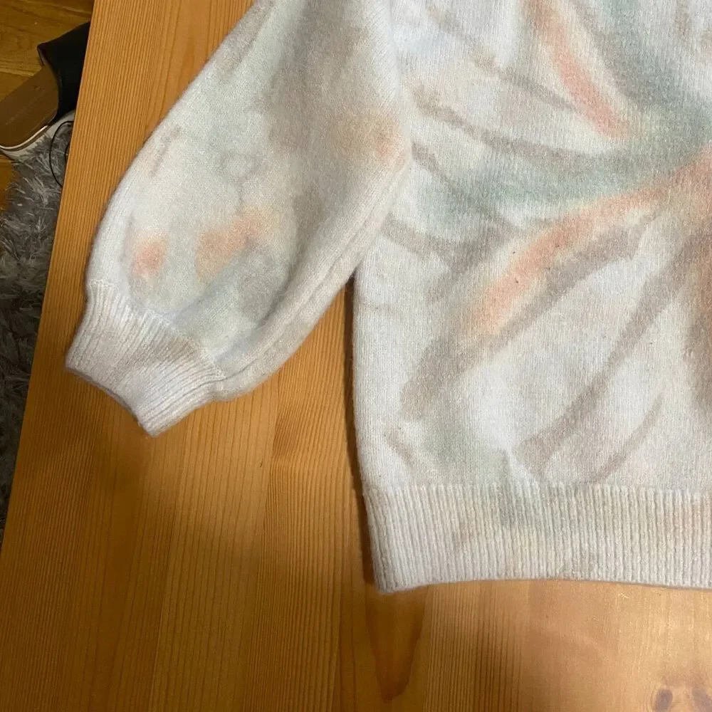 Pol Oversized Pullover Sweater Womens S Pink Tie Dye Comfy Crew Neck Tight Knit - Picture 8 of 12